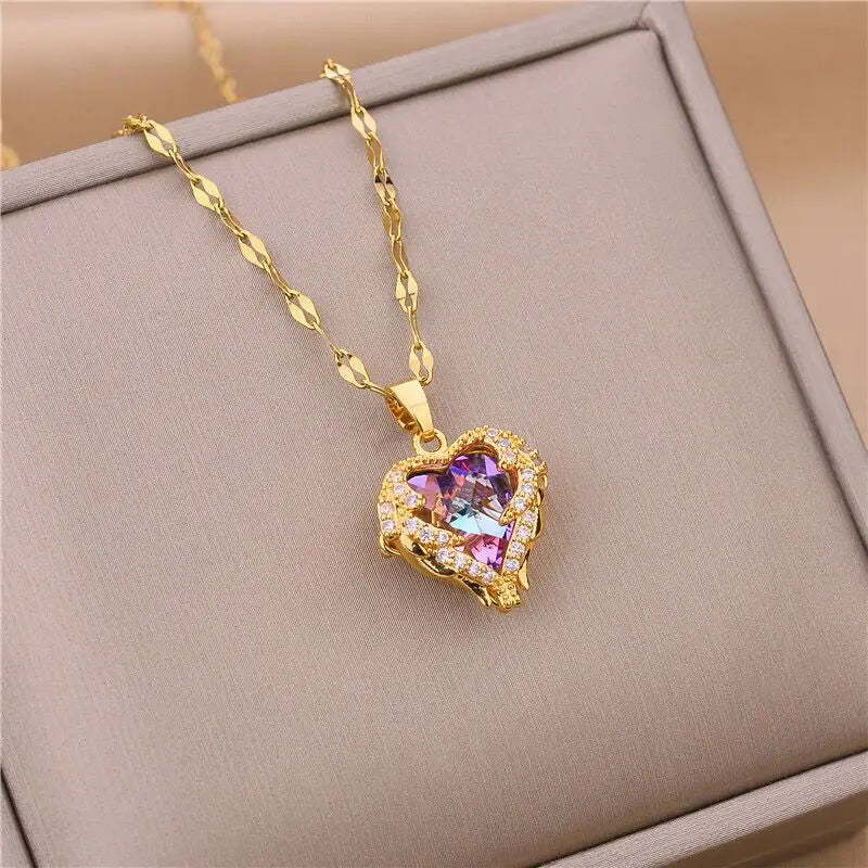 Ocean Heart Crystal Necklace