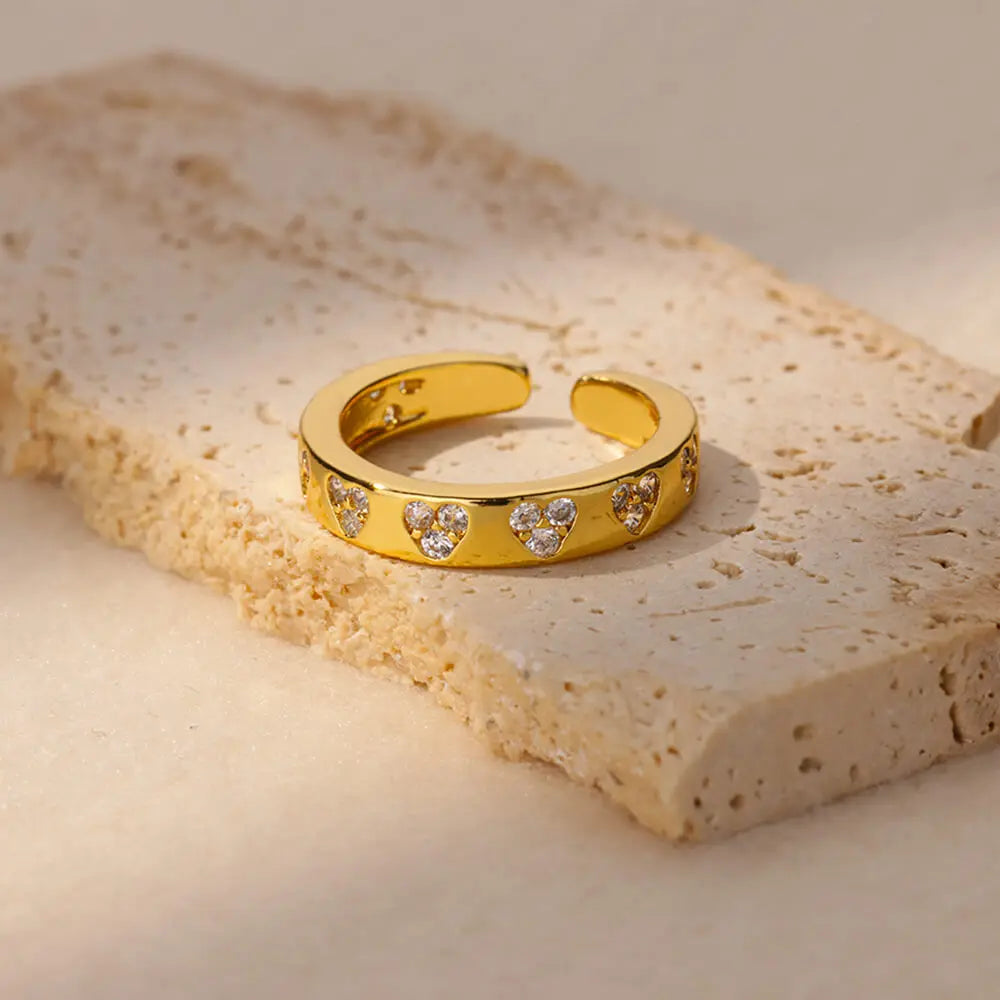 Golden Heart Couple Ring