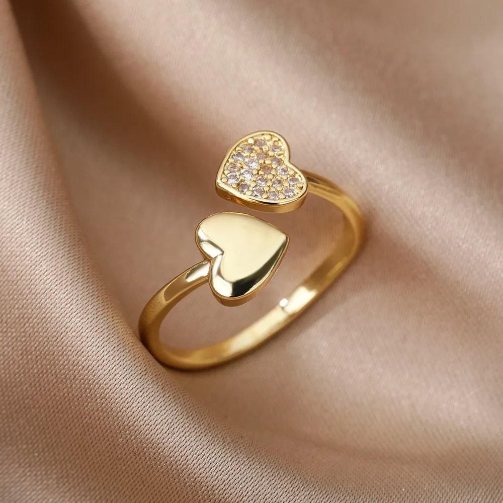 Golden Heart Couple Ring